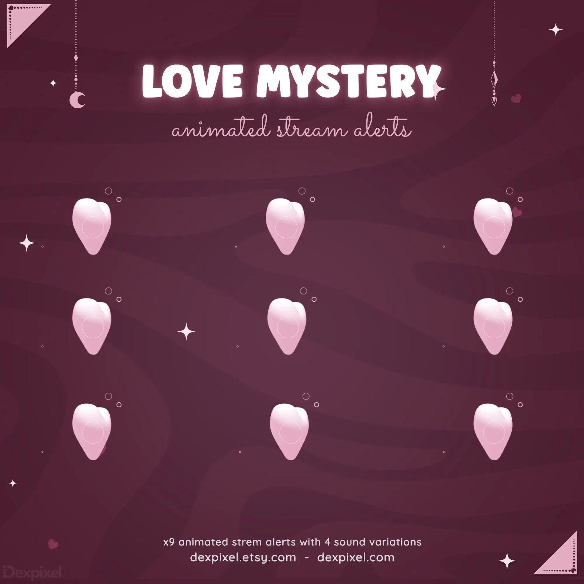 pink animated mystical love stream alerts twitch