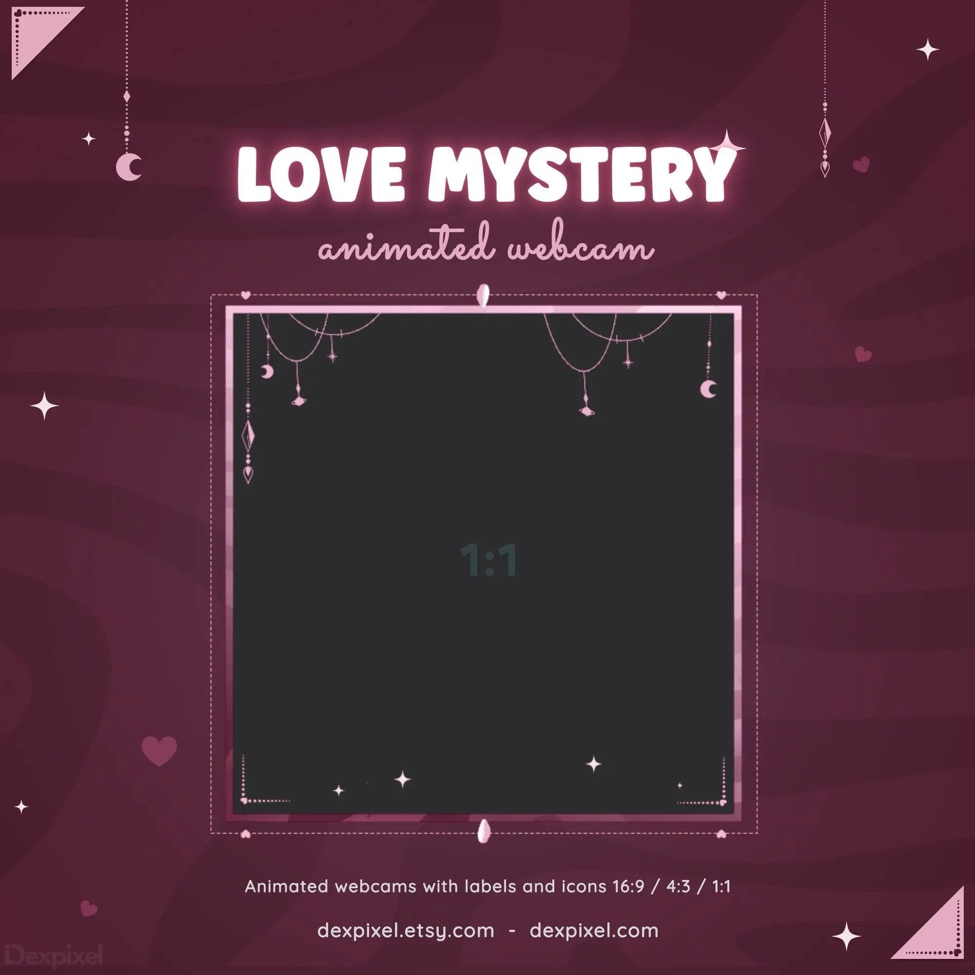 pink love mystery twitch overlay frame
