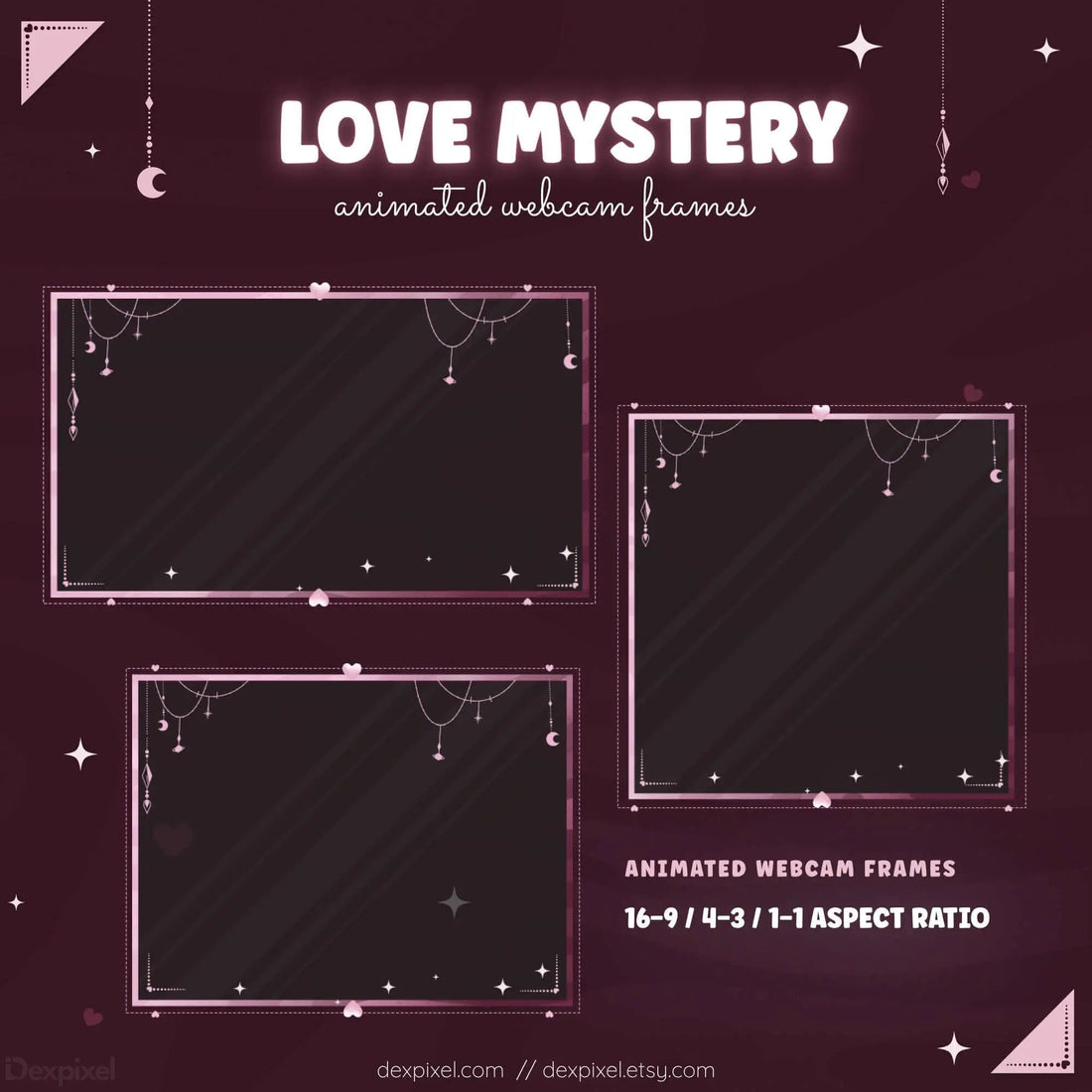 pink love mystery stream webcam overlay
