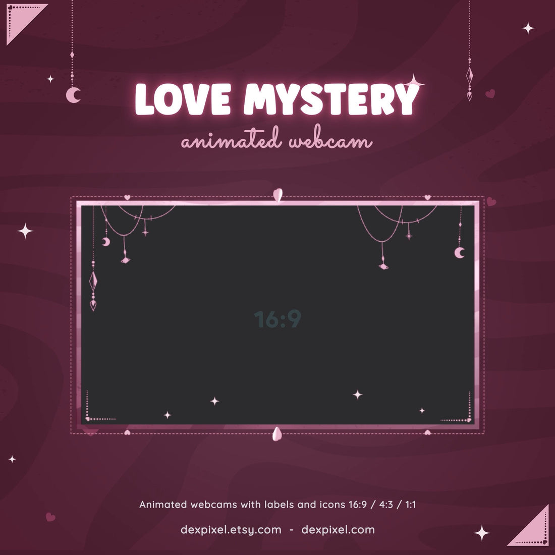 pink love mystery stream webcam overlay
