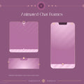 Pink animated chat frame templates with decorative geometric accents.