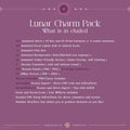 Product information card for a ’Lunar Charm Pack’ listing included digital assets and features.