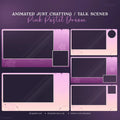 Stream overlay layout template in pink and purple for the Pink Pastel Dream animated stream pack