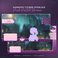 Animated VTuber stream overlay template in pink pastel colors for a dream animated stream