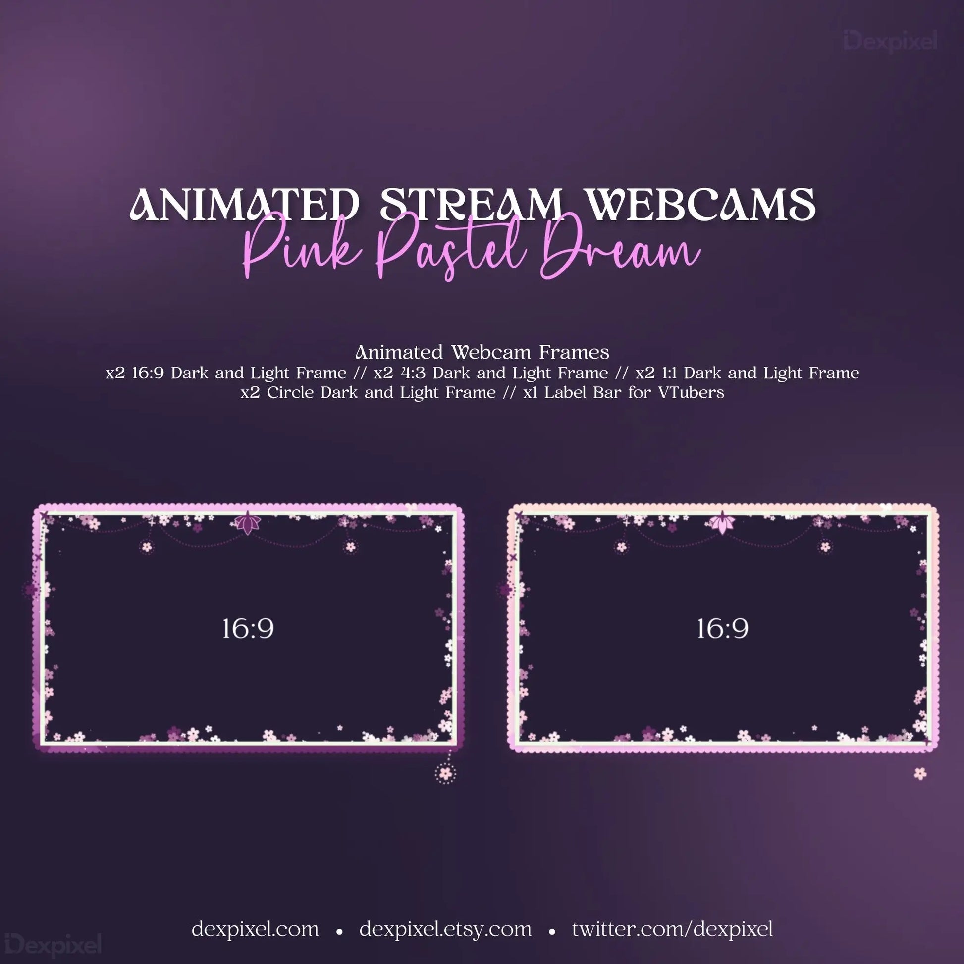 Pink Pastel Dream Webcam Frame featuring animated floral celestial sparkly borders