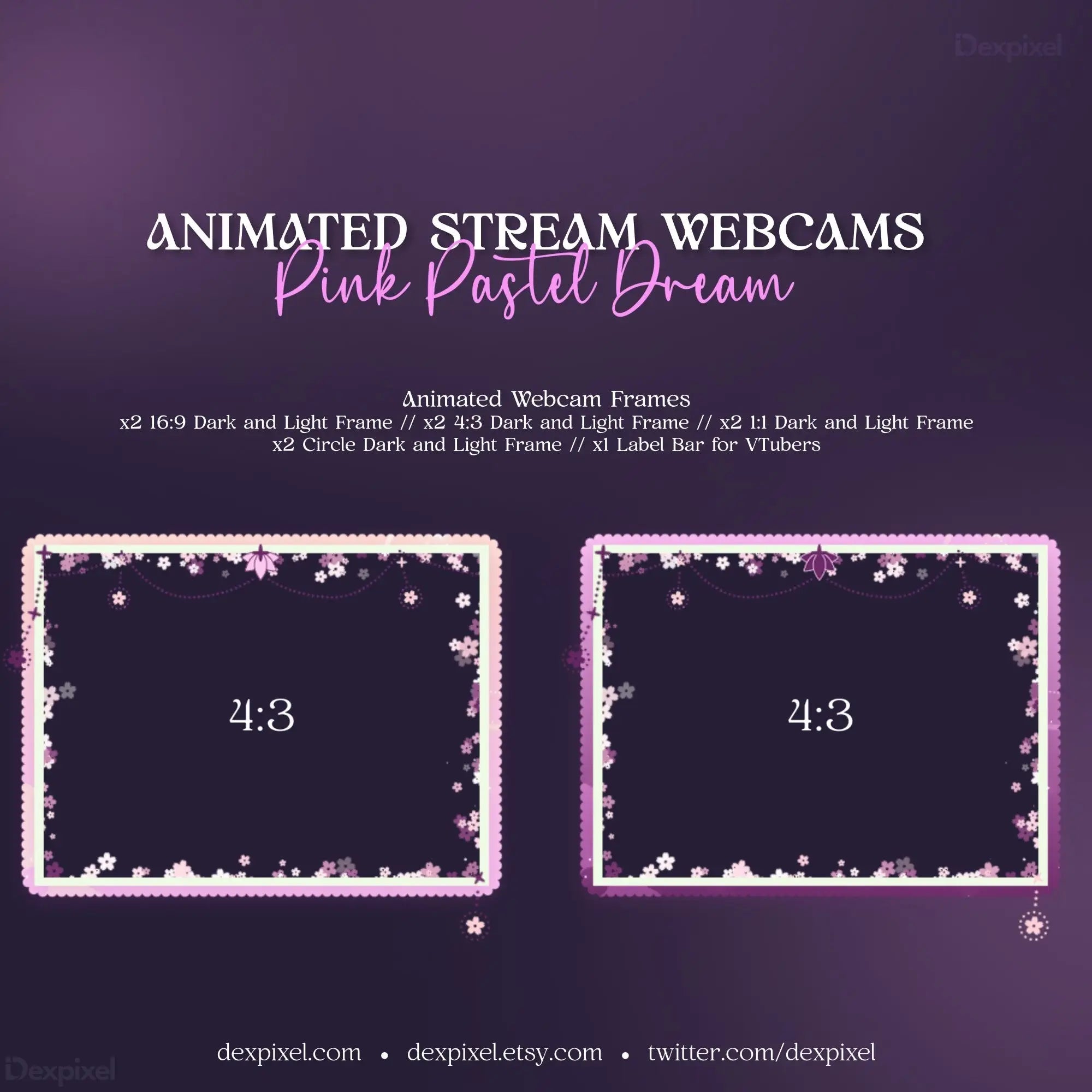 Animated Pink Pastel Dream Webcam Frame with Floral Celestial Cherry Blossom Borders