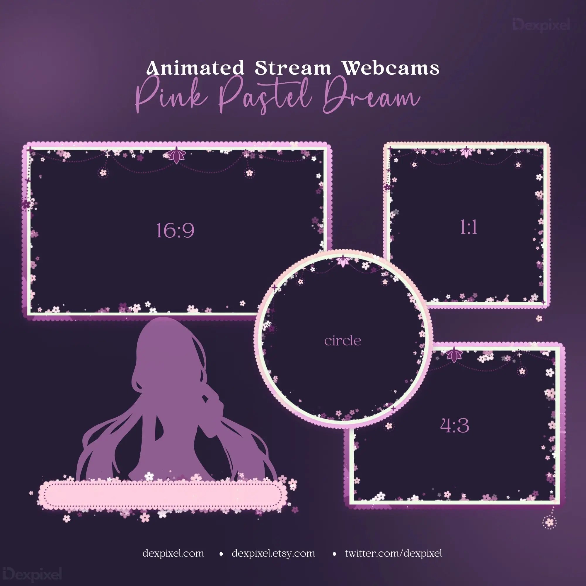 Stream overlay template featuring Pink Pastel Dream design with celestial magic borders