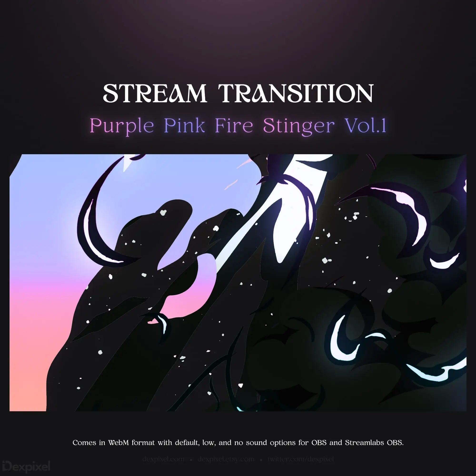 Purple and pink fire stream transition.