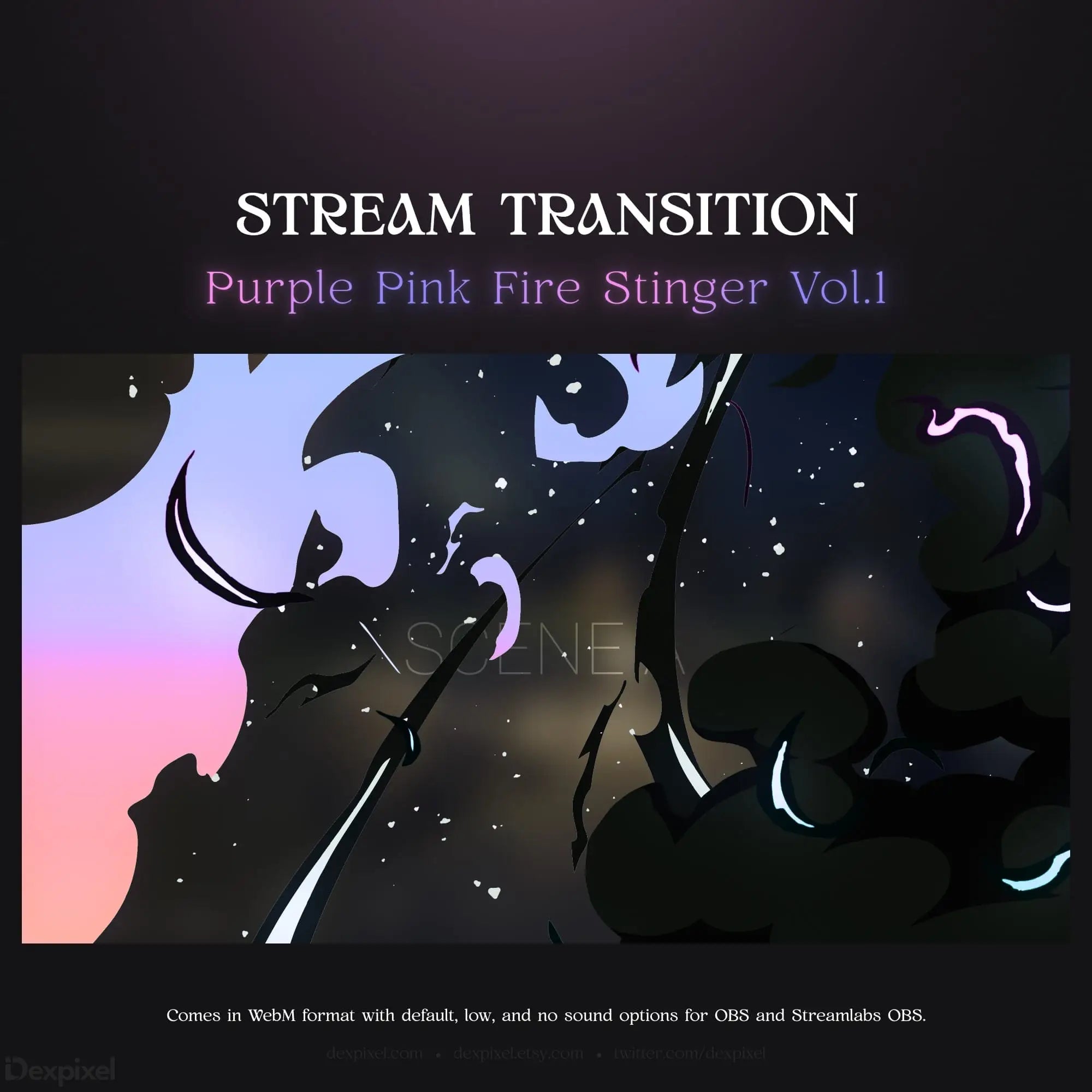 Purple and pink fire stream transition.