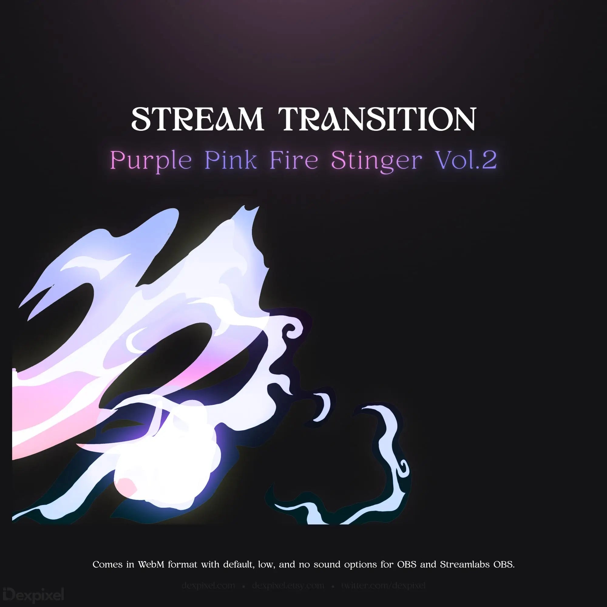 Purple and pink fire stinger stream transition.