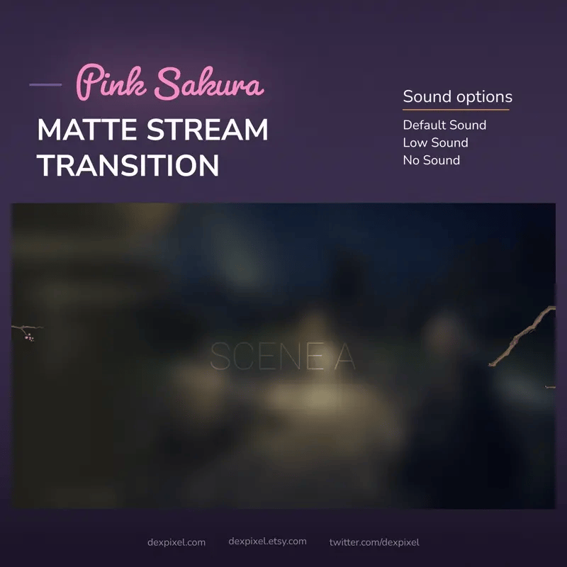 Pink Sakura matte stream transition with sound options.