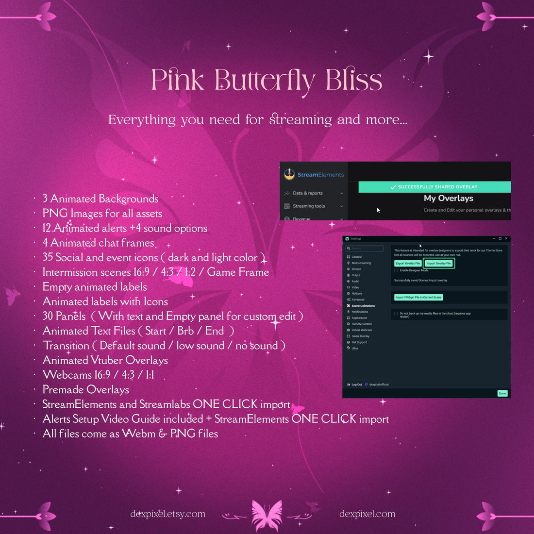 pink butterfly bliss stream pack