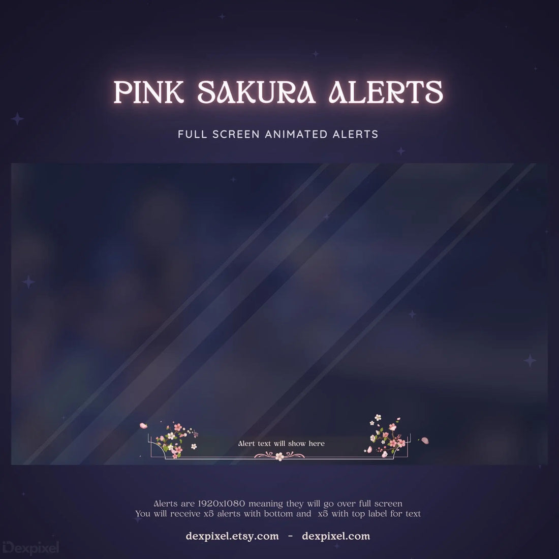 pink white sakura cherry blossom animated stream alert
