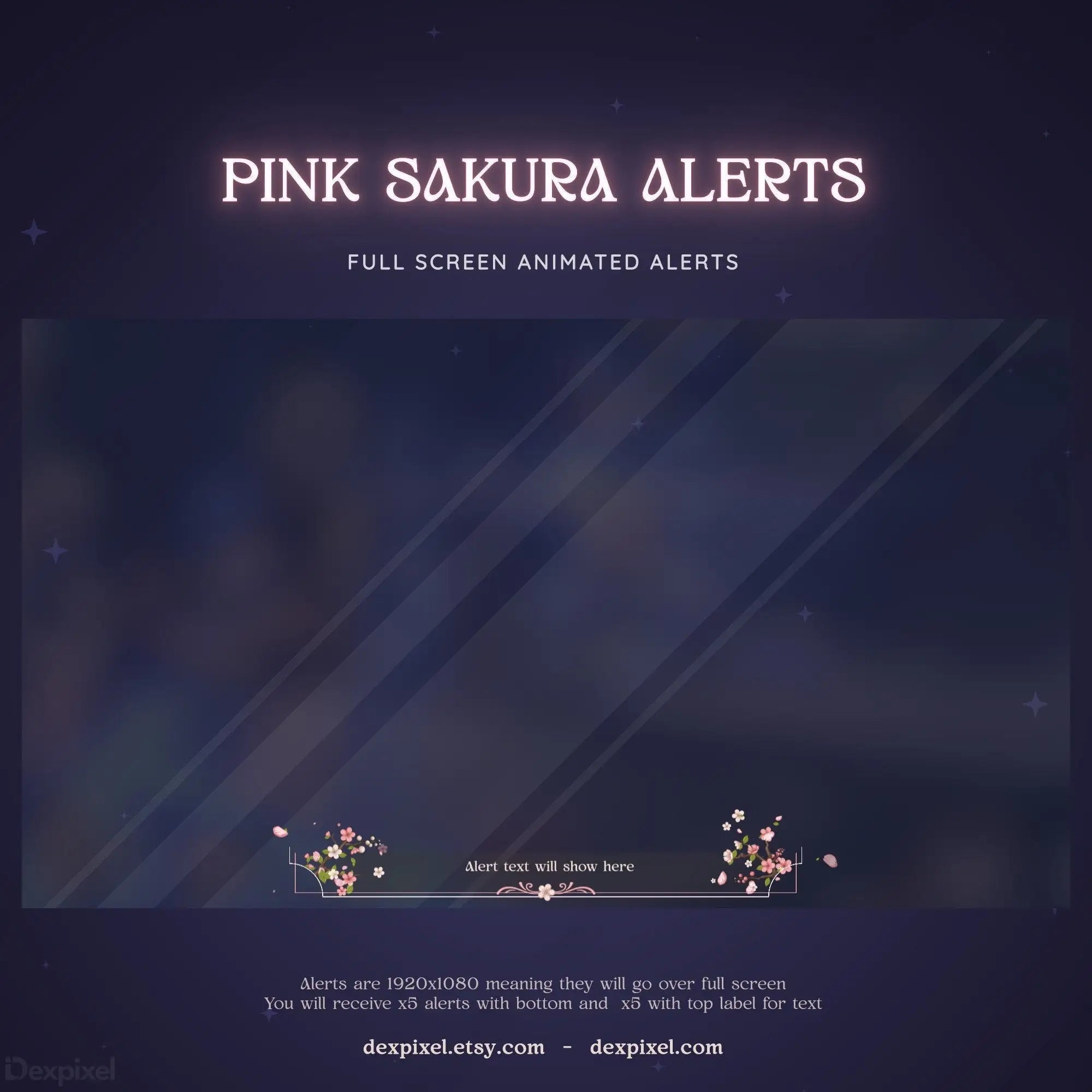 pink white magical stream alert full screen
