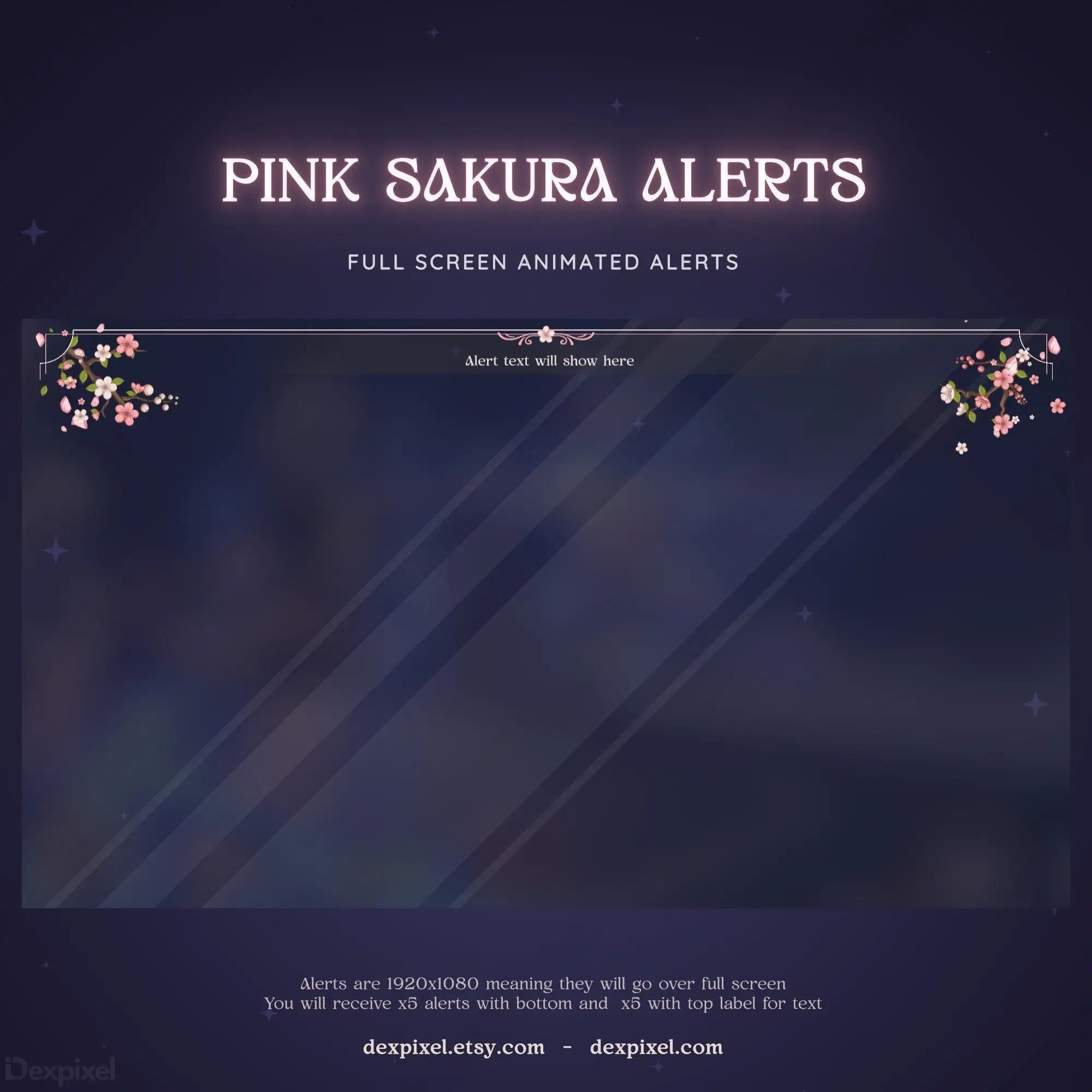 pink white floral stream alerts for vtuber twitch
