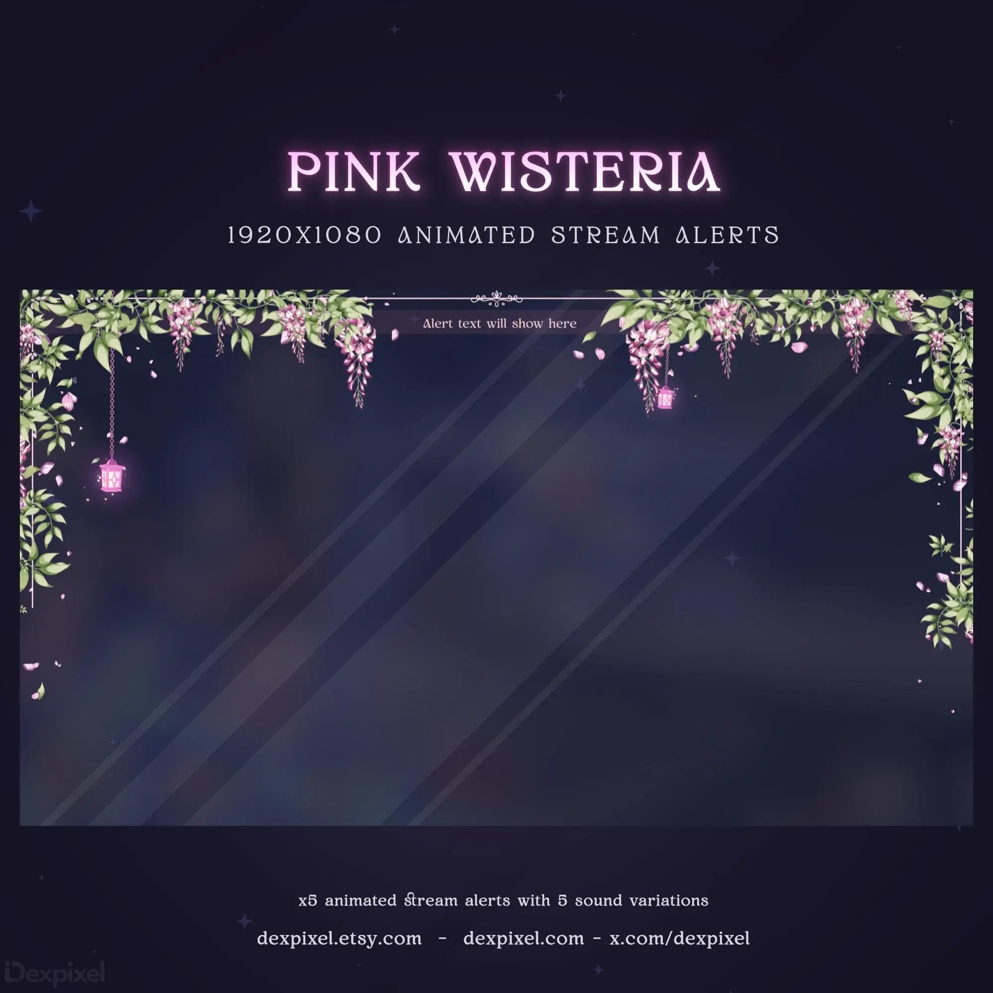 wisteria floral vtuber stream alert
