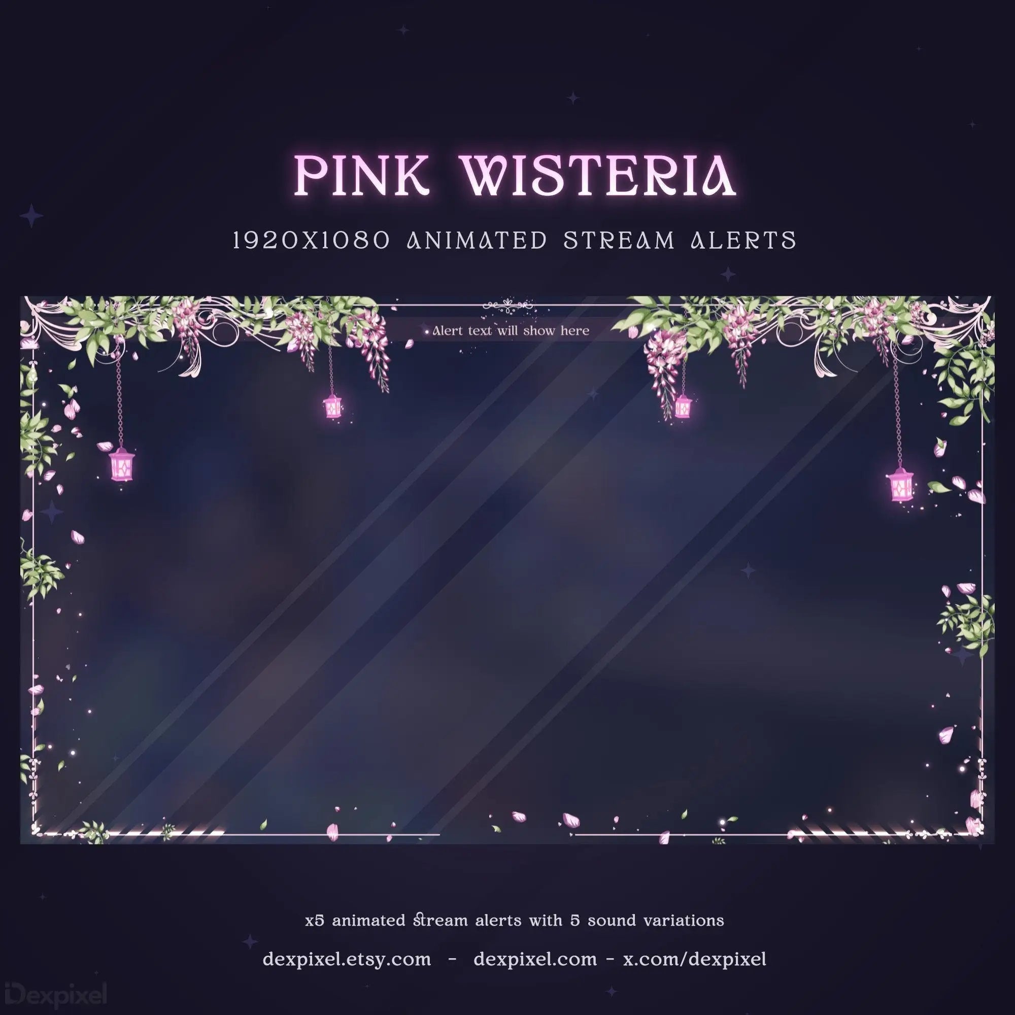 blooming wisteria stream alerts twitch overlay
