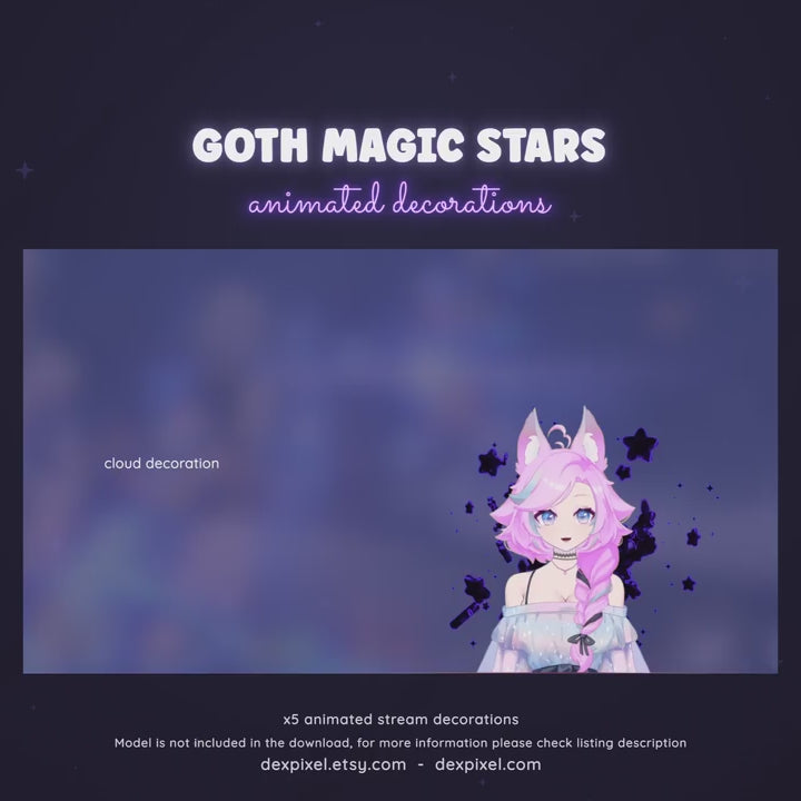 goth dark purple stars stream decoration