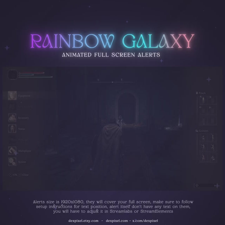 Rainbow Galaxy Nebula Fullscreen Stream Alert 1920x1080 with Space-Themed Animation
