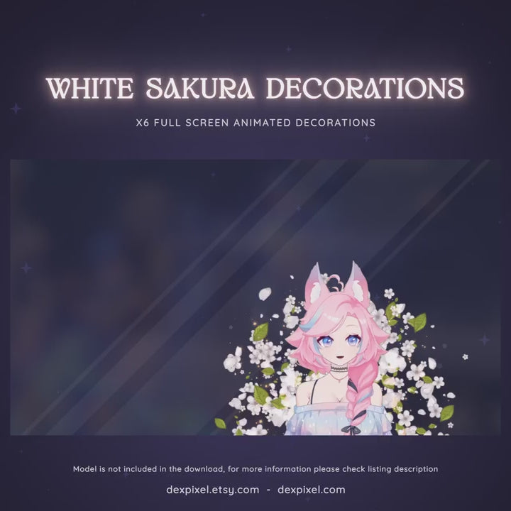 white sakura cherry blossom animated stream decoration
