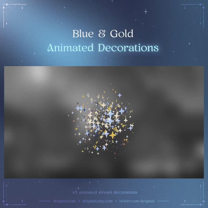 Luxury Animated Stream Add-Ons | Blue and Gold Stars