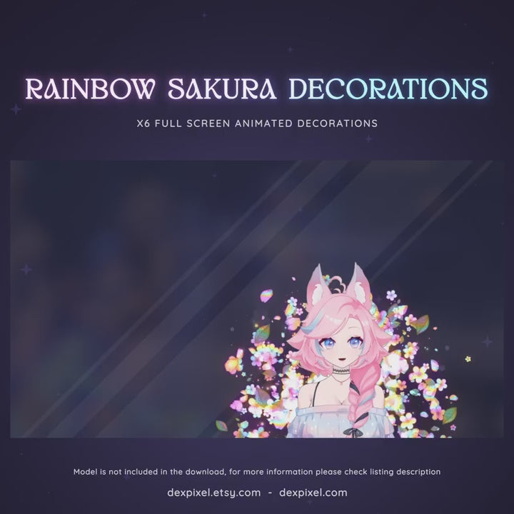 rainbow white sakura cherry blossom stream decoration
