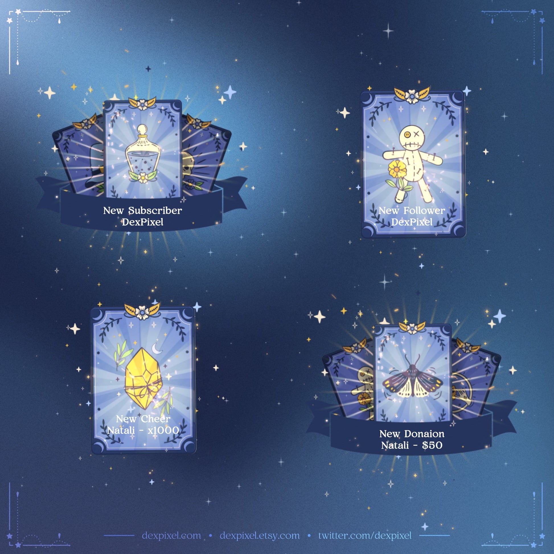 blue gold tarot cards stream alerts