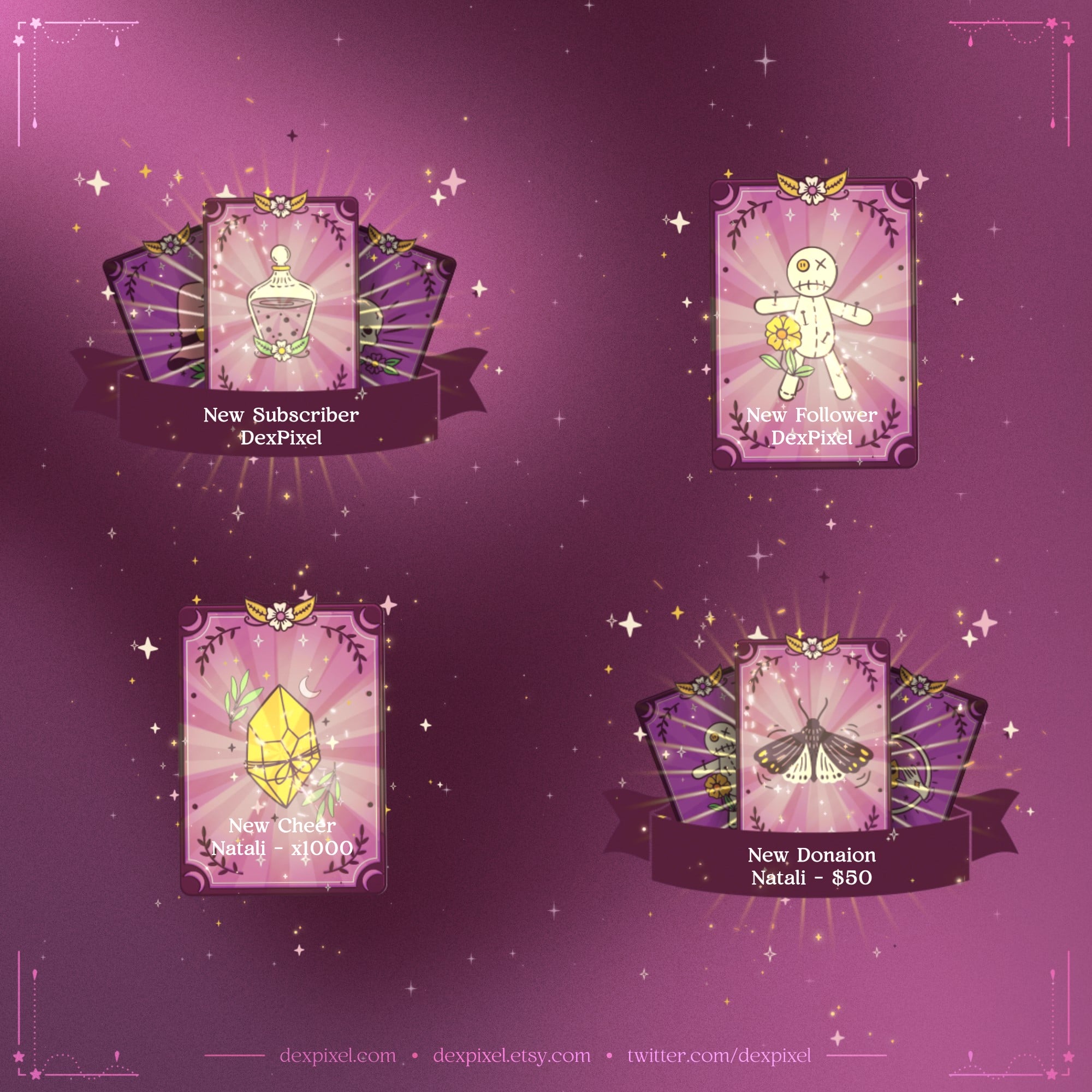 Pink Gold Tarot Cards Stream Alerts