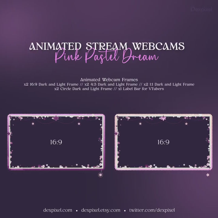 Twitch pastel pink webcam frame for streamers