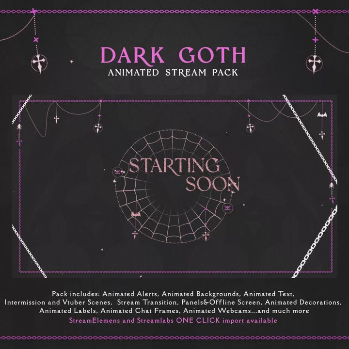 Pink Dark Goth Animated Stream Pack