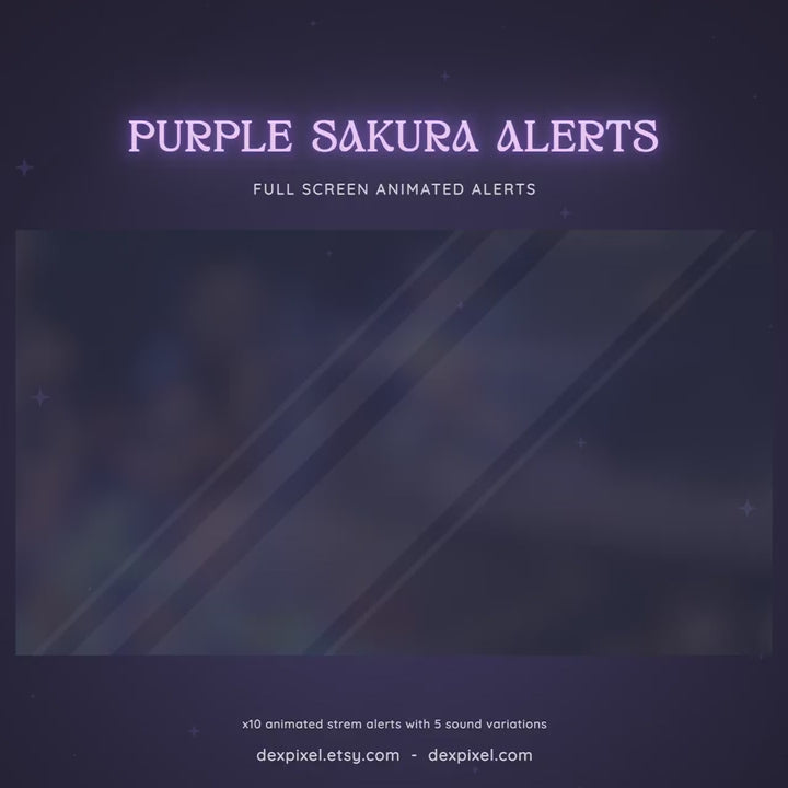 purple white sakura cherry blossom animated stream alert
