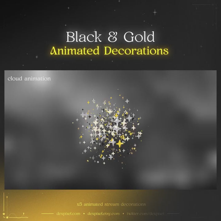 Black and Gold Stars Animated Stream Decorations

