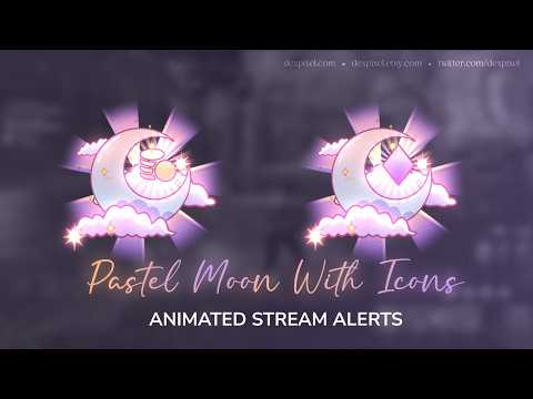Pastel Moons with Icons Animated Stream Alerts