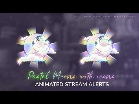 Pastel Moons with Icons Animated Stream Alerts