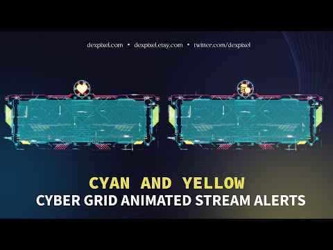 Yellow Cyberpunk Glitch Animated Stream Alerts | OBS Twitch