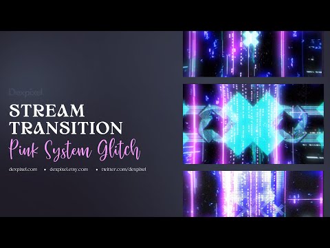 Pink Cyan System Glitch Stream Transition