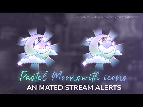 Pastel Moons with Icons Animated Stream Alerts