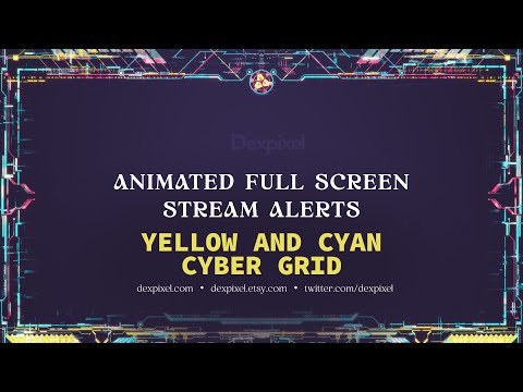 Yellow Full Screen Cyberpunk Animated Stream Alerts | OBS