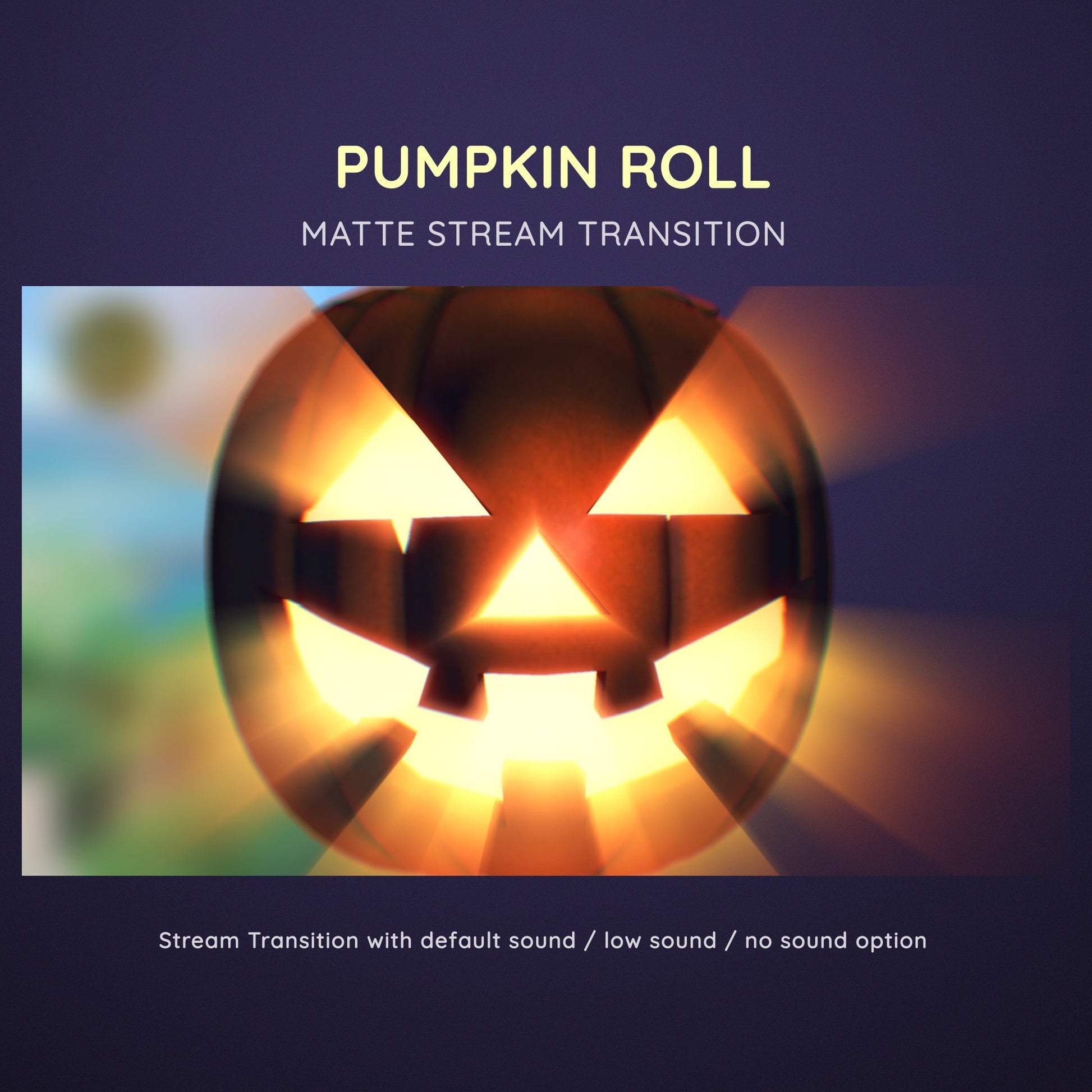 Glowing, carved jack-o’-lantern with a matte stream transition effect.