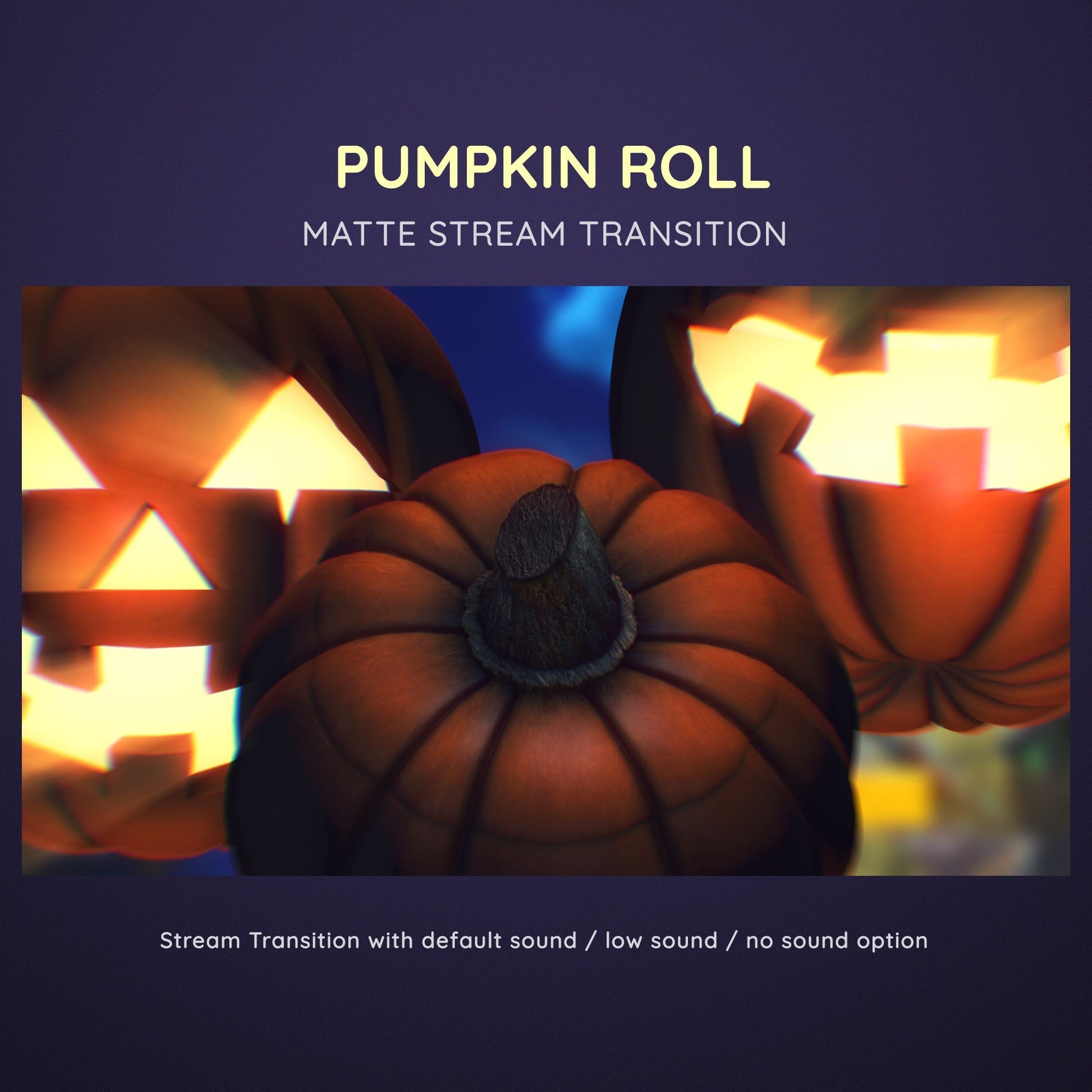Halloween-themed stream transition with rolling jack-o’-lanterns and sound options.