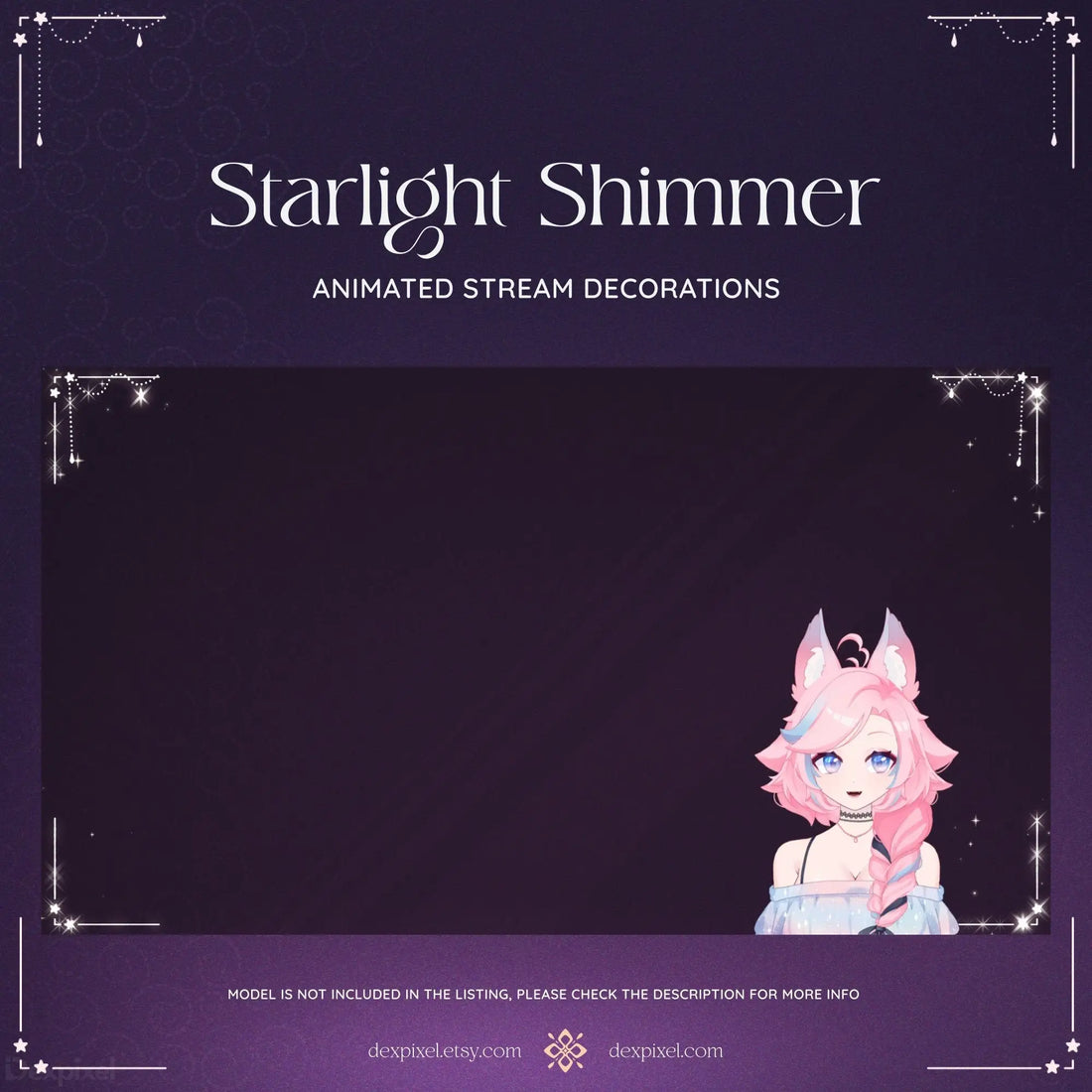 purple pink starlight shimmer stream decoration
