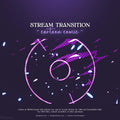 Circular pink neon stream transition graphic with geometric line details.