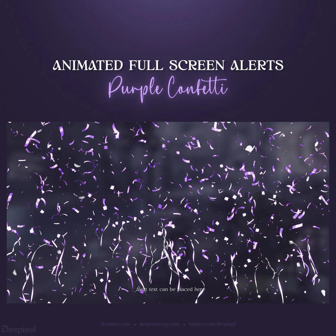 Animated purple confetti.