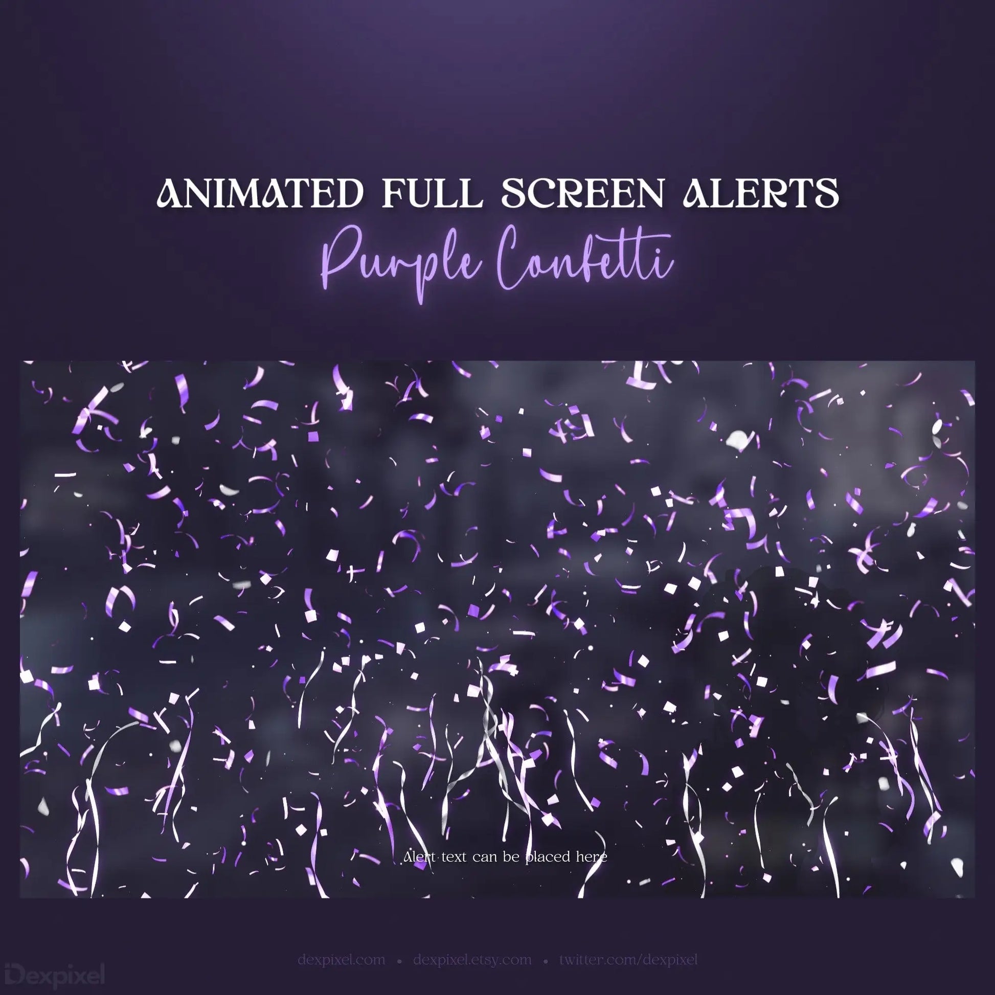 Purple Confetti Full-Screen Animated Stream Alerts