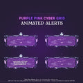 Purple and pink cyber grid animated alerts.
