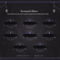 Set of circular animated alert overlays with geometric line patterns and anchor decorations.