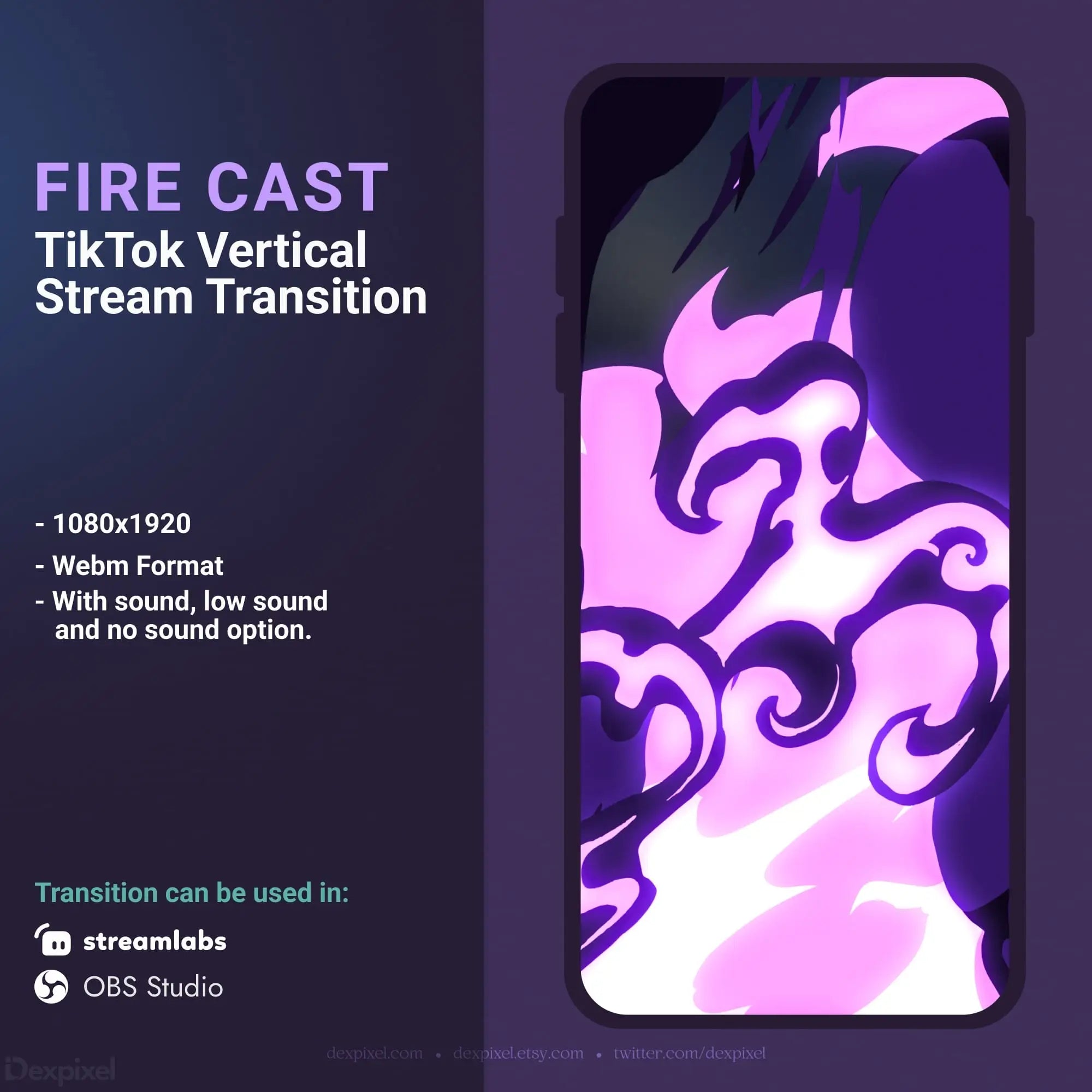 TikTok stream transition with fire animation.