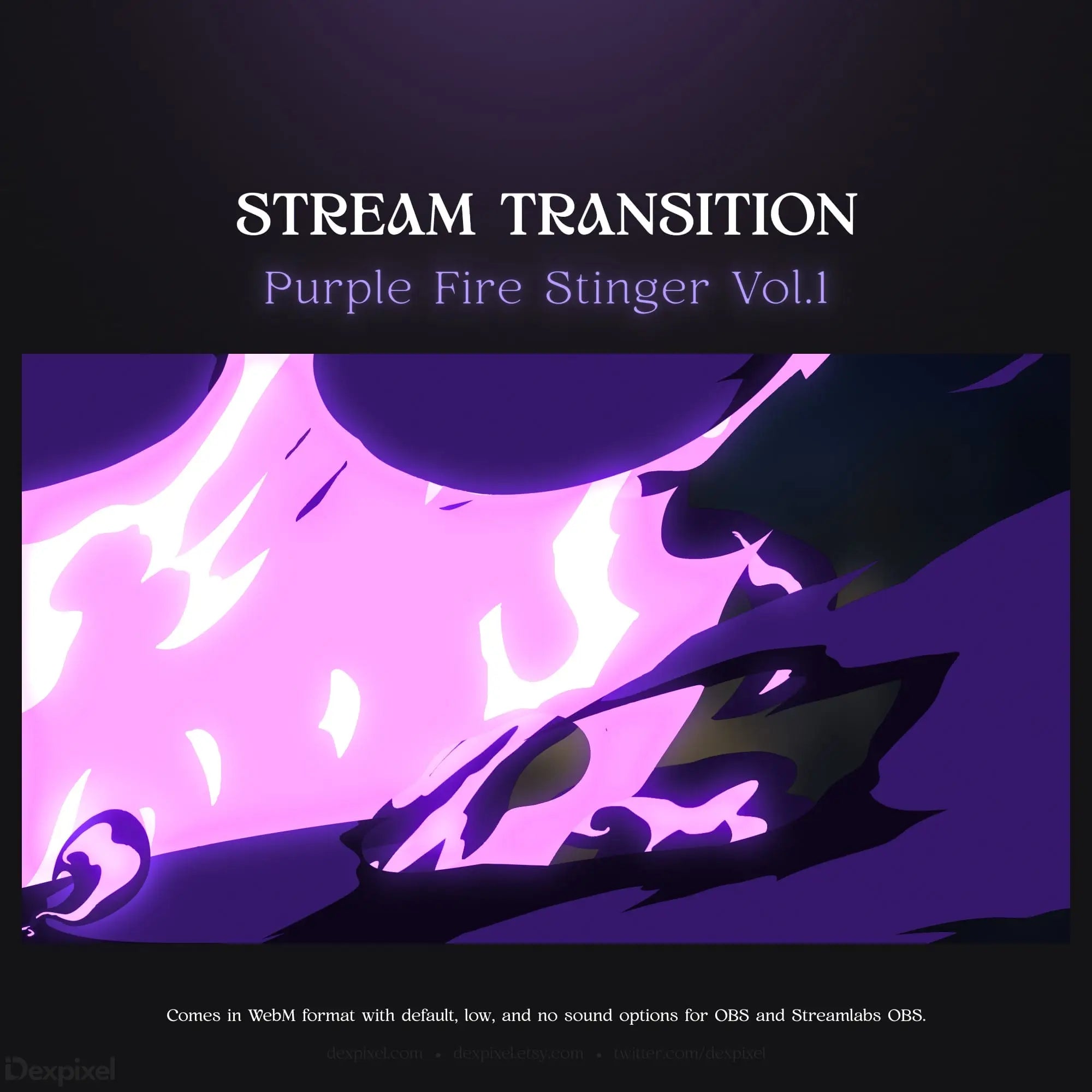 Purple fire stream transition.