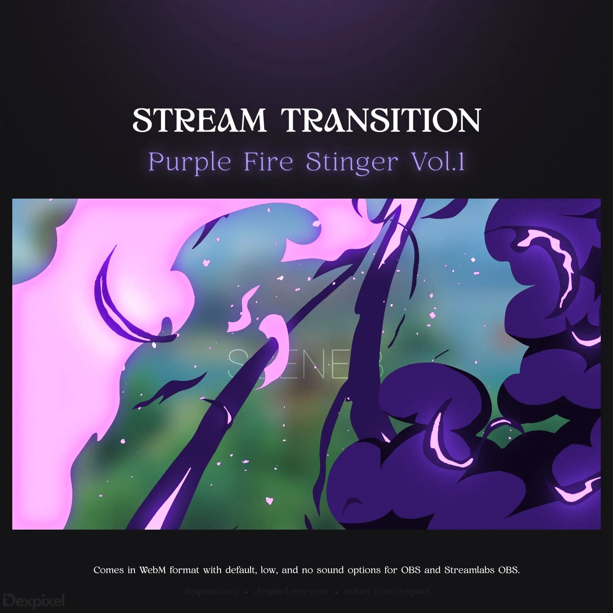 Purple fire stream transition.