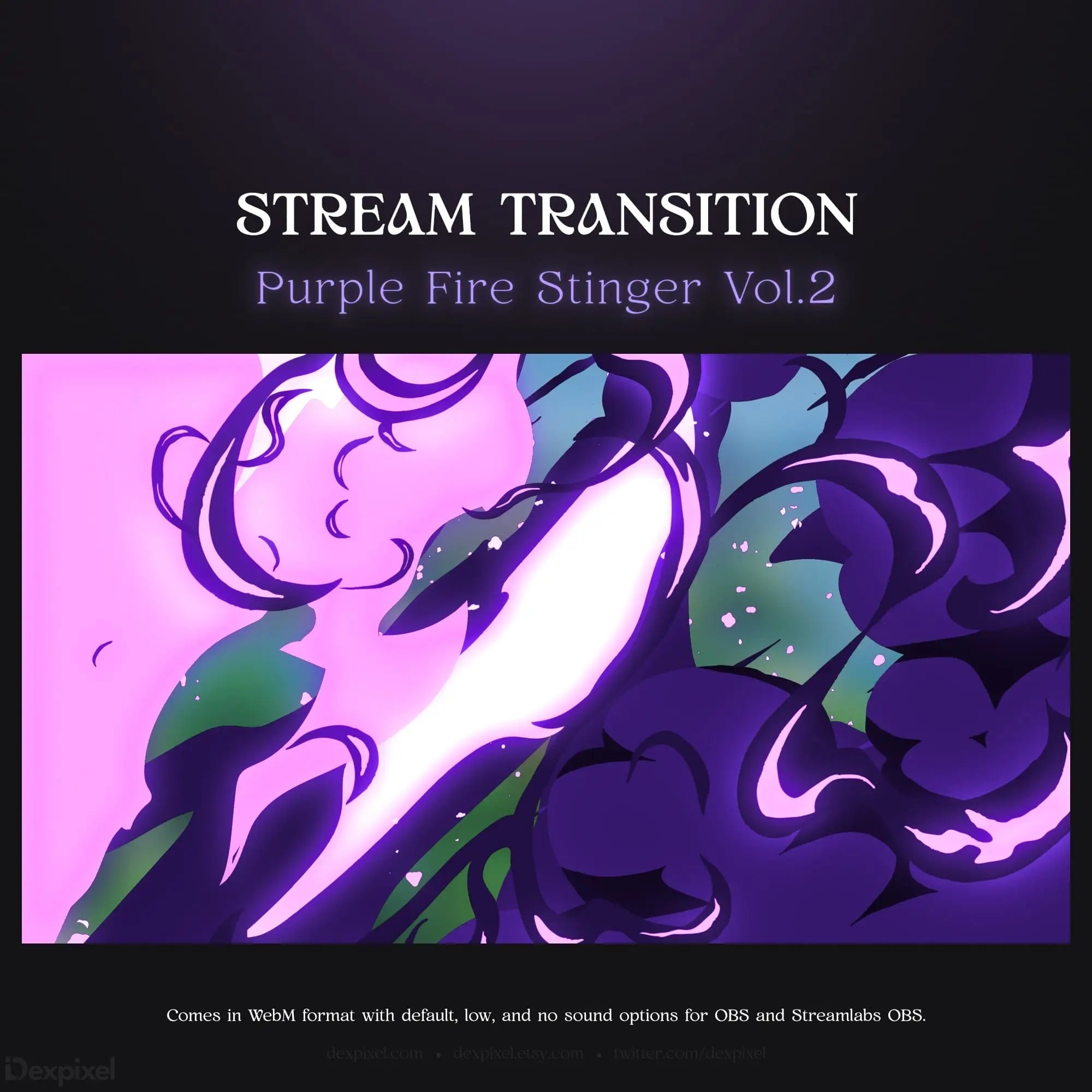 Purple fire stream transition.